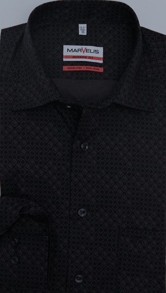 Marvelis Hemd Langarm 64cm, Comfort Fit -schwarz/grau- 70756468